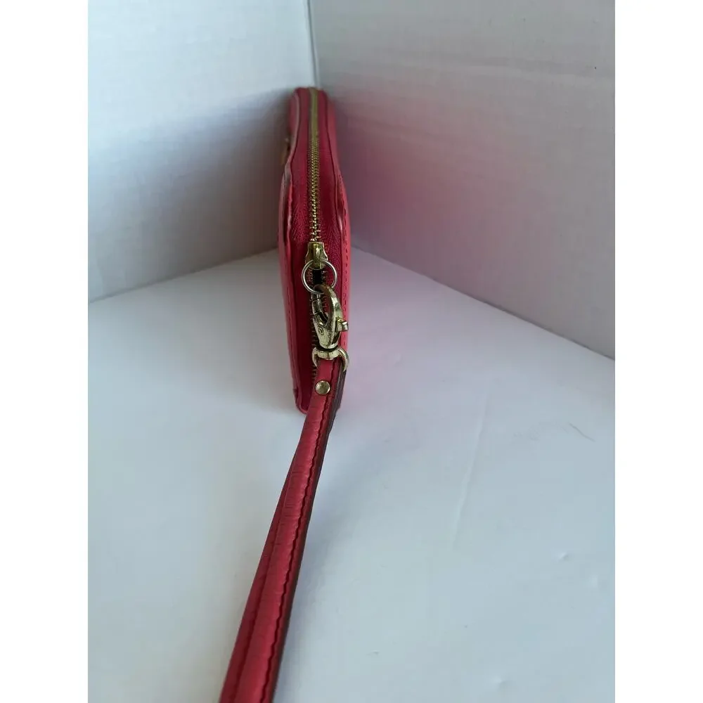 Fossil Wristlet Wallet Women‎ OS Coral Leather Zip Around Clutch